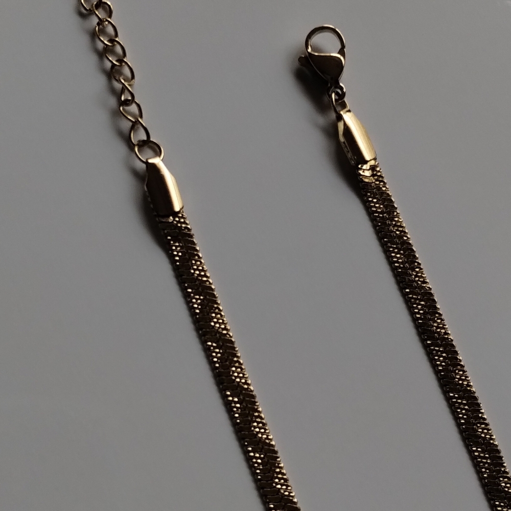Gold Tribal Style Herringbone Necklace